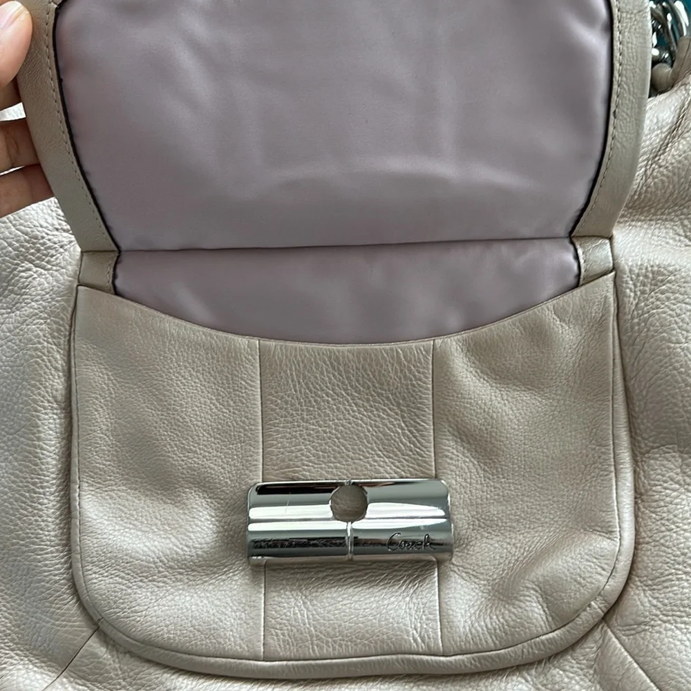 Coach KRISTIN Hobo Metallic Leather Bag/Purse Gold / Tan